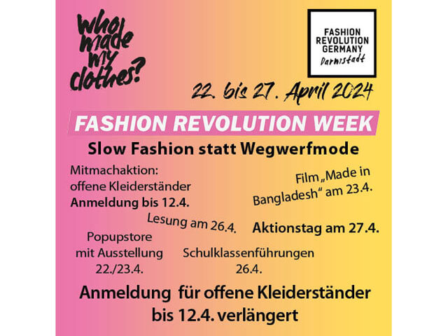 Ankuendigung Fashion Revolution Week 2024